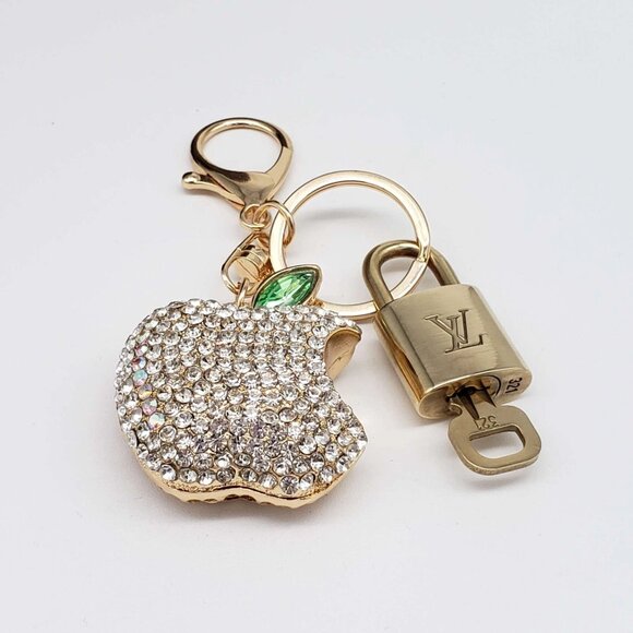 Authentic Louis Vuitton Lock & Key with unbranded Apple Bagcharm, Keycharm - Picture 5 of 7